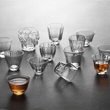 耐热高硼硅玻璃日式品茗杯锤纹玻璃主人杯功夫茶杯待客用茶碗茶杯