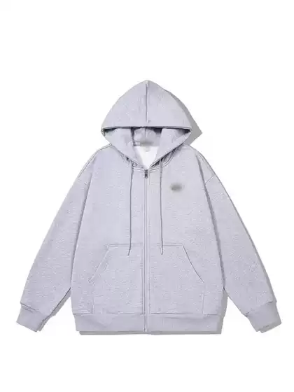 Source Factory Hooded Cardigan Pure Color Sweatshirt Men's Jacket Spring and Autum Youth Couple Crocodile Jacket Simple