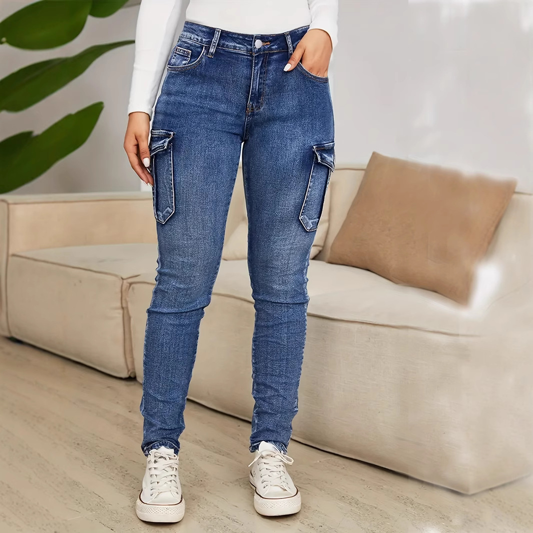 European And American Women's Fashion Ruched Side Pocket Stylish Personality Low Waist High Elasticity Ins Trend_ecoleips.com