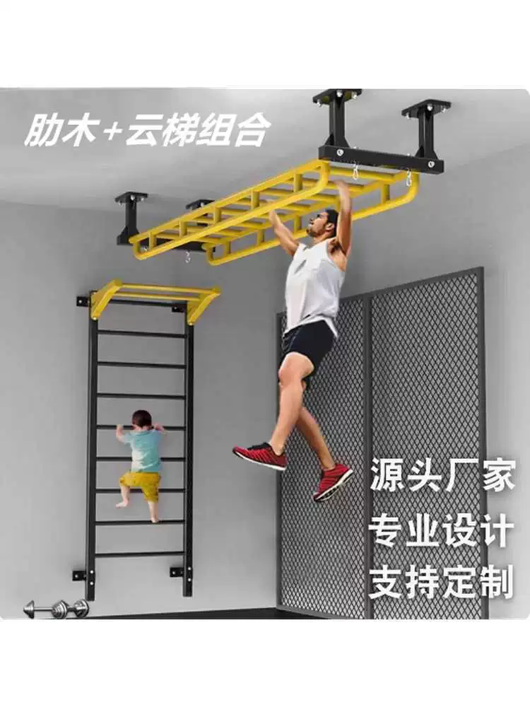 Indoor Ladder Climbing Frame for Adults and Children, Single and Parallel Bar Pull-Up Trainer, Fitness Equipment