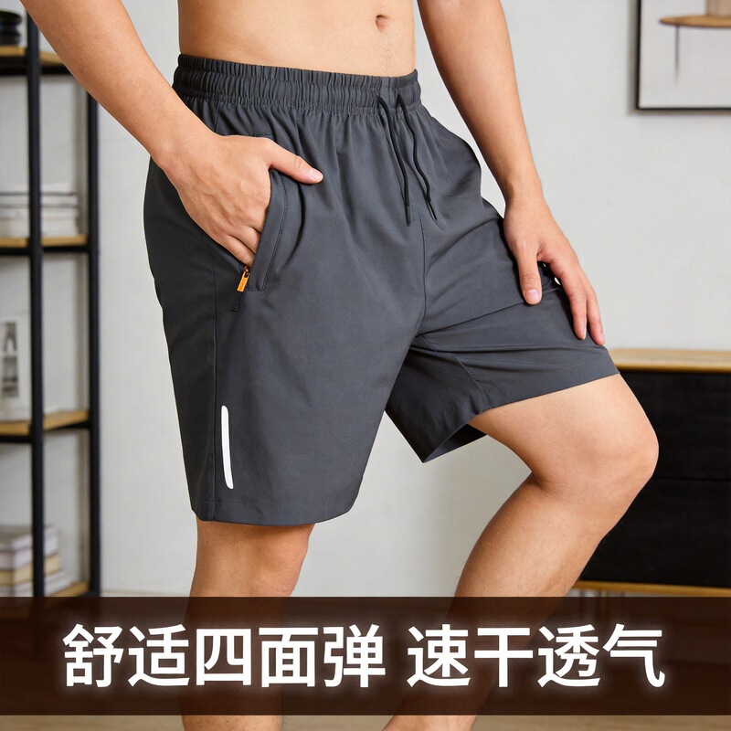 Amazon's New Summer Products, European and American Sizes, Wish Men's Beach Casual Four-Way Stretch Five-Point Sports Ice Silk Shorts Manufacturer Amazon's New Summer Products, European and American Sizes, Wish Men's Beach Casual Four-Way Stretch Five-Point Sports Ice Silk Shorts Manufacturer