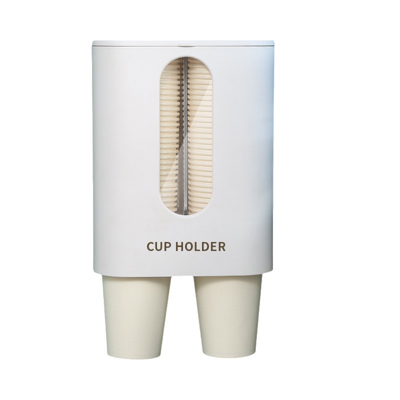 Portador de vasos desechable, sin perforación, restaurante, restaurante, restaurante, estante de almacenamiento, dispensador de agua, soporte para vasos de papel de doble tubo