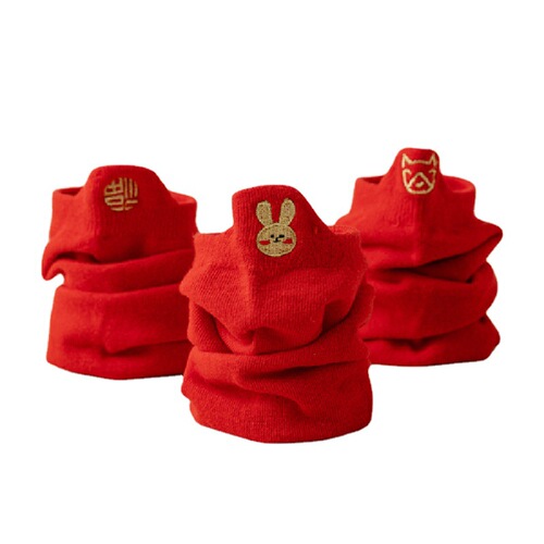 Autumn New Year of the Rabbit Heel Embroidered Rabbit Women's New Year Boat Socks Big Red Zodiac Year Newlywed Women's Socks Wholesale