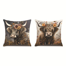 跨境动物牛抱枕套枕头套沙发套靠垫套萌趣家居