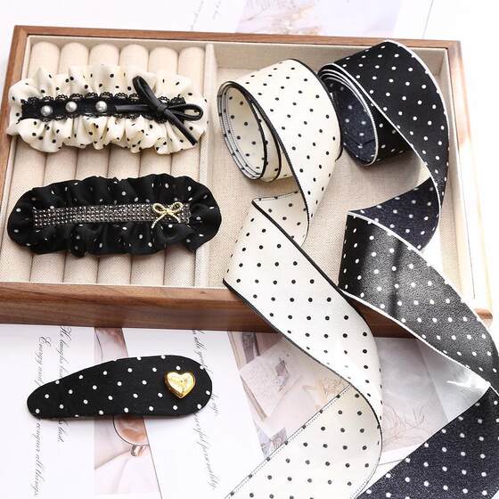 Korean version of small fragrant style dot ribbon small polka dot cloth with handmade DIY bow hairpin material packaging accessories