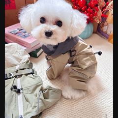 狗狗冲锋衣新款比熊宠物防风包肚小型防尘四脚宠物狗连脚遛狗衣服