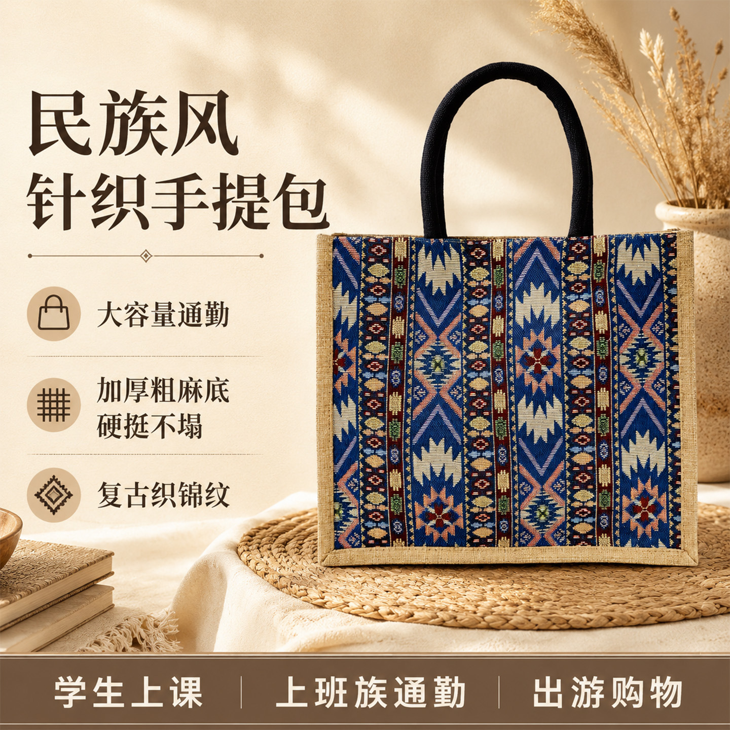 Ethnic capacious shoulder bag