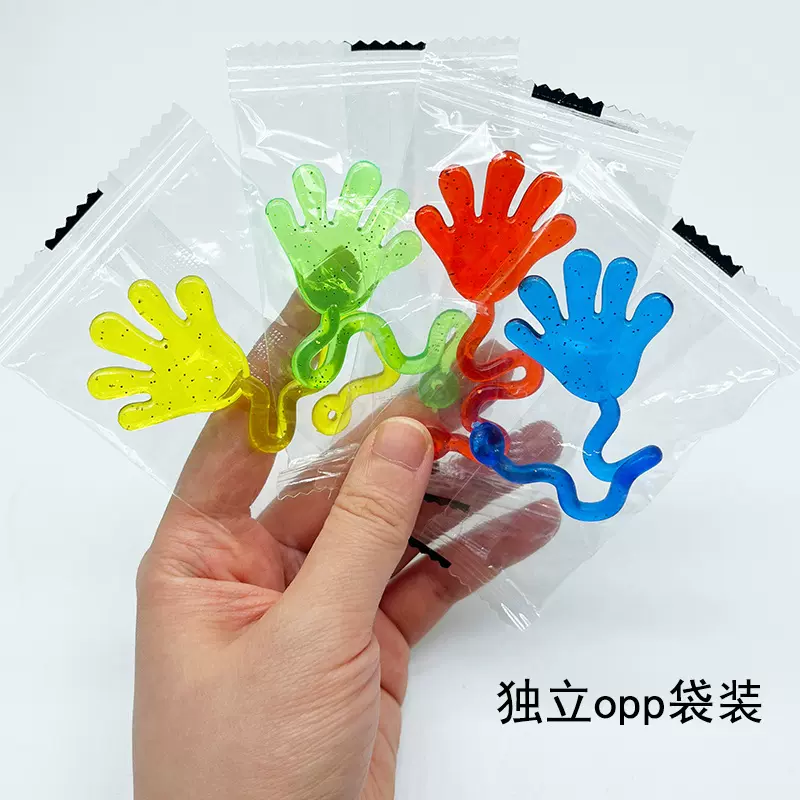 爆款TPR软胶弹性伸缩弹力粘粘手掌金葱金粉爬墙创意整蛊黏黏手万