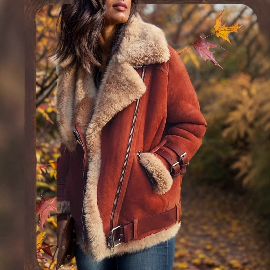 Трансграничный локомотив замшевая шерстяная куртка ягненка женская куртка с лацканом меховое пальто