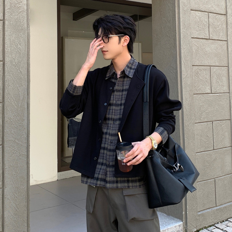 Fake Two-Piece Style Fashionable Versatile Trendy Simple Lazy Style Men's Light Luxury Cool High-Quality Collared Shirt Fake Two-Piece Style Fashionable Versatile Trendy Simple Lazy Style Men's Light Luxury Cool High-Quality Collared Shirt