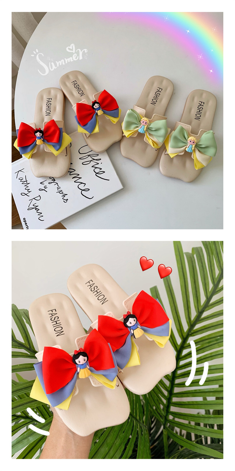 Sommer Sandalen Neue Mädchen Cartoon Atmungs Prinzessin Schuhe Weiche Sohle Anti Rutsch Bogen Kinder Outwear Hausschuhe_voghion.com
