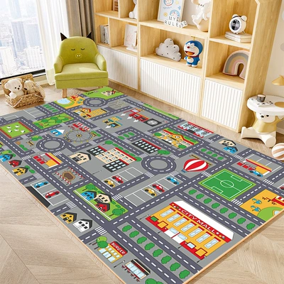 Living Room Early Education Play – Avtomobil döşəmə paspasları - gray-all-road-super-soft-anti-slip-crystal-cloud-velvet-80120cmentrance-size