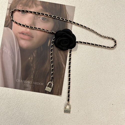 Tea Flower Waist Chain Accessory for Women, Flower Chain Belt Decor for Dresses and Jeans, Trendy Ins Style
