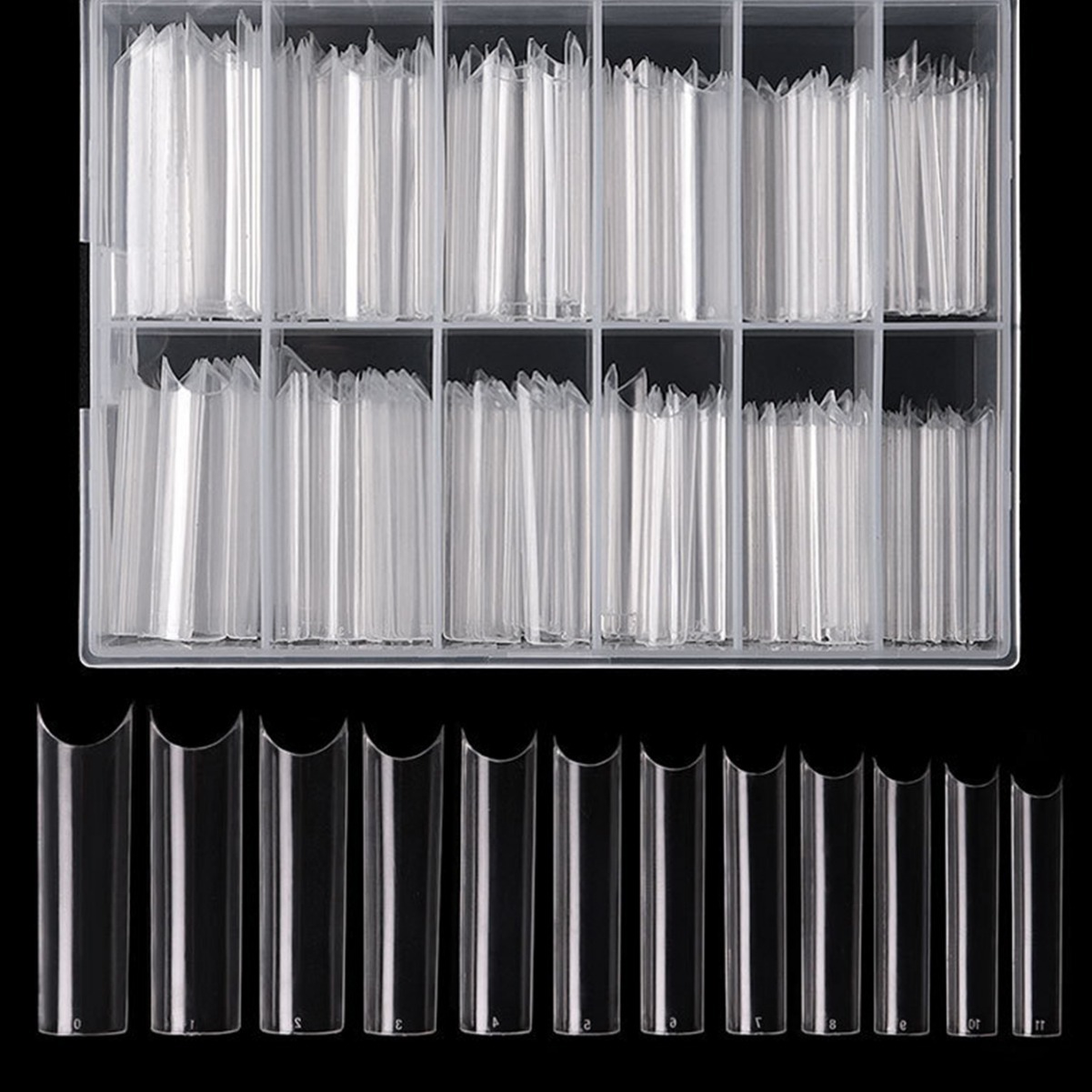 FUENTE Manicura de fábrica terminó la pieza de clavo de la pipa de agua tipo C extendida clavo falso francés 100 piezas en caja en stock al por mayor