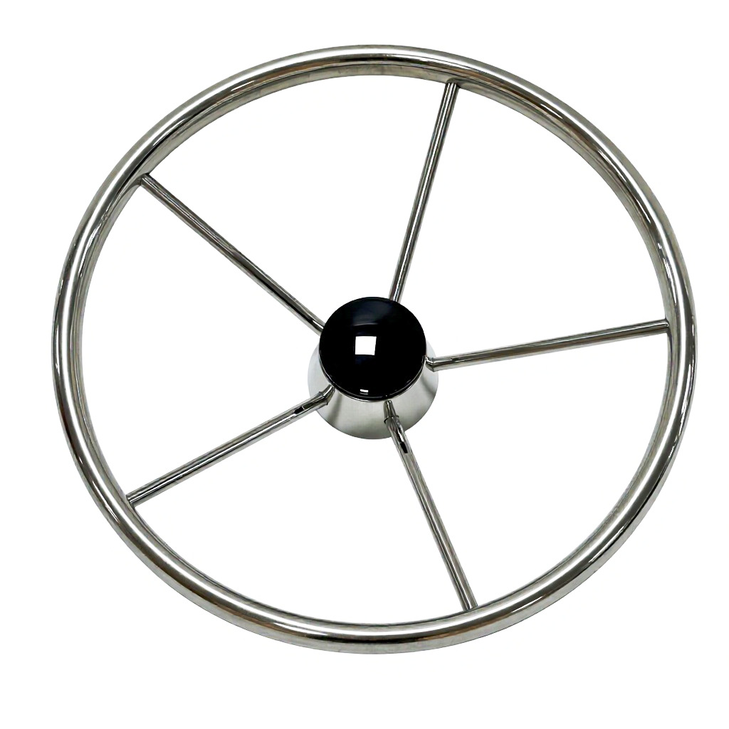 Five-spoke round tube stainless steel 304 yacht rudder wheel, marine steering wheel, maritime steering wheel