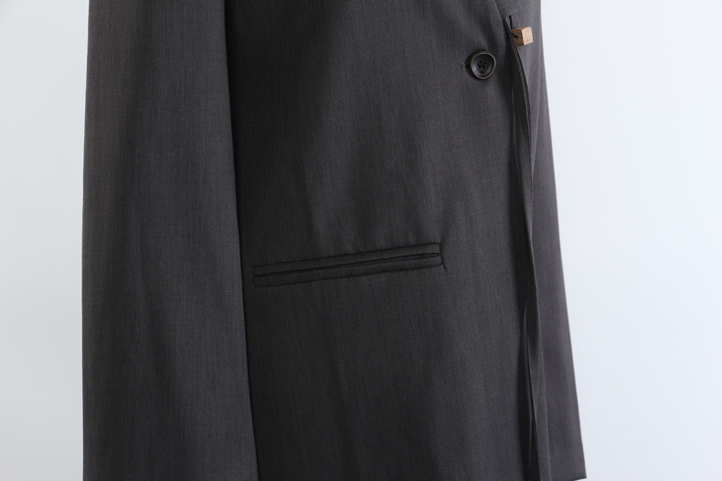 Ensemble blazer et pantalon deux pièces GraceChic Automne 25, coupe ample et tendance, boutons en bois véritable, pour femme, référence 1816_voghion.com