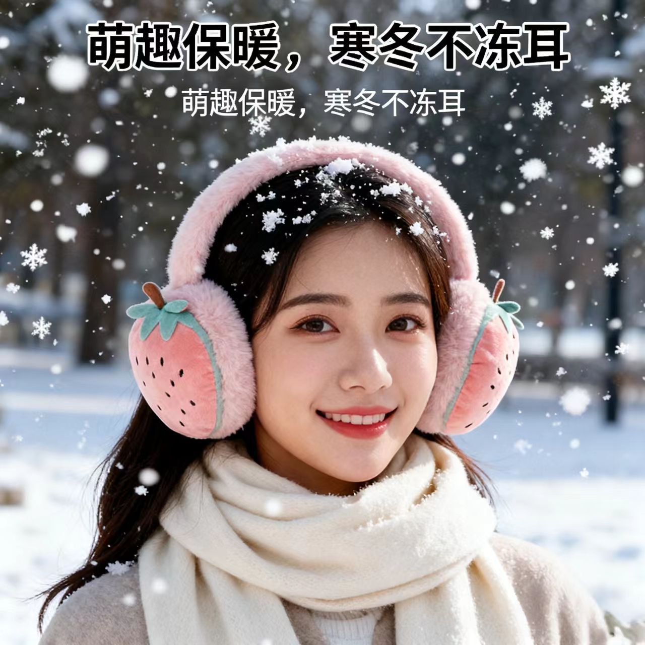 1. Women's and Children's Adjustable Fruit Ear Muffs for Autumn and Winter, Warm Ear Protectors, Cartoon Plush Ear Covers, Wholesale