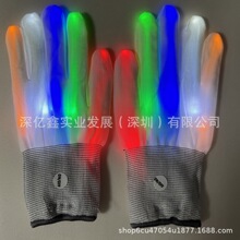 新款手骨头骨骼led发光手套万圣节圣诞感恩彩虹闪光地摊发光玩具