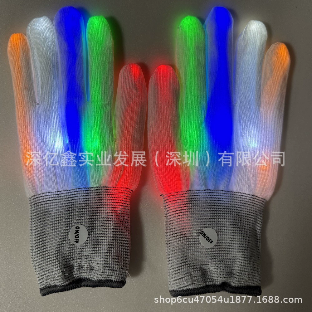 Новый стиль руки кости кости светодиодные светящиеся перчатки Хэллоуин Рождество День благодарения радуга блеск подсветки игрушки