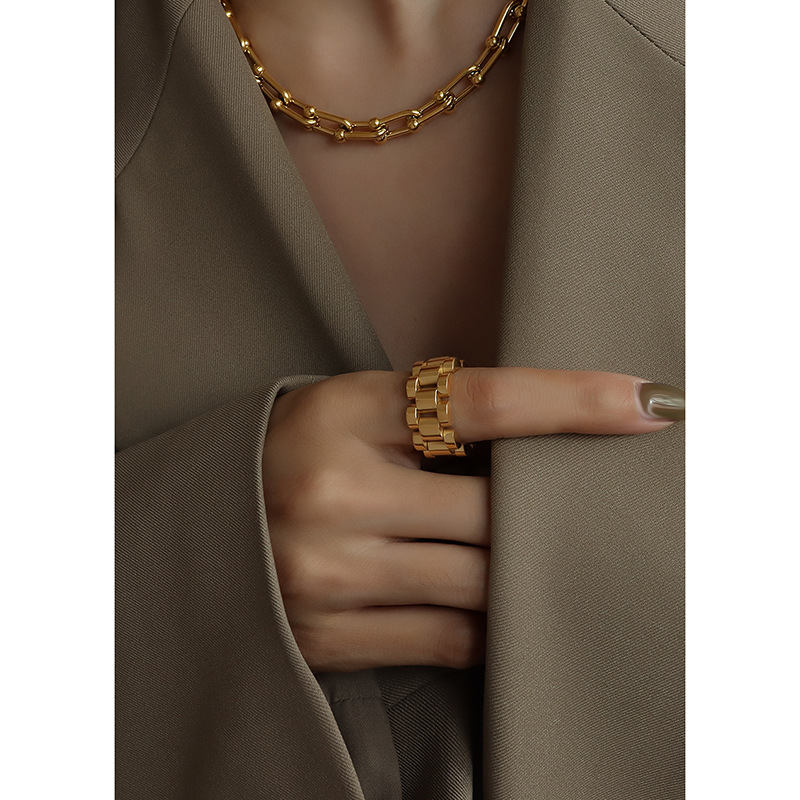 Europa y América exagerada laoliga textura industria pesada combinación hecha a mano anillo de acero de titanio todo-Partido anillo de dedo índice joyería A184