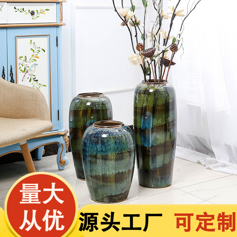 Jingdezhen 세라믹 꽃병 3 종 세트 바닥 서 대형 꽃병 장식 세라믹 장식품 홈 부드러운 세라믹 장식품