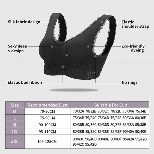Front cross-button side buckle lace-free sports bra seamless push-up adjustable yoga sleep plus size underwear