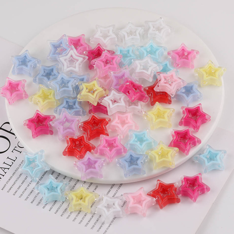 Girly Heart Cut Out Star Acrylic Vertical Hole Loose Beads DIY Handmade Mobile Phone Chain Beaded Jewelry Material Small Accessories