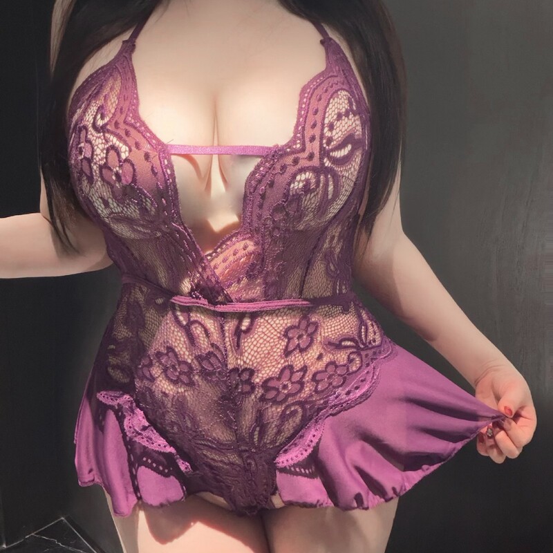 Sexy Plus-Size Lingerie with Hollow-Out Open-Crotch Bodysuit for Women, Hot and Pure Lace Uniform Sleepwear Sexy Plus-Size Lingerie with Hollow-Out Open-Crotch Bodysuit for Women, Hot and Pure Lace Uniform Sleepwear