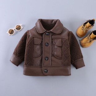 Boys and Girls 2023 autumn and winter composite fur jacket casual warm fashionable coat fashionable