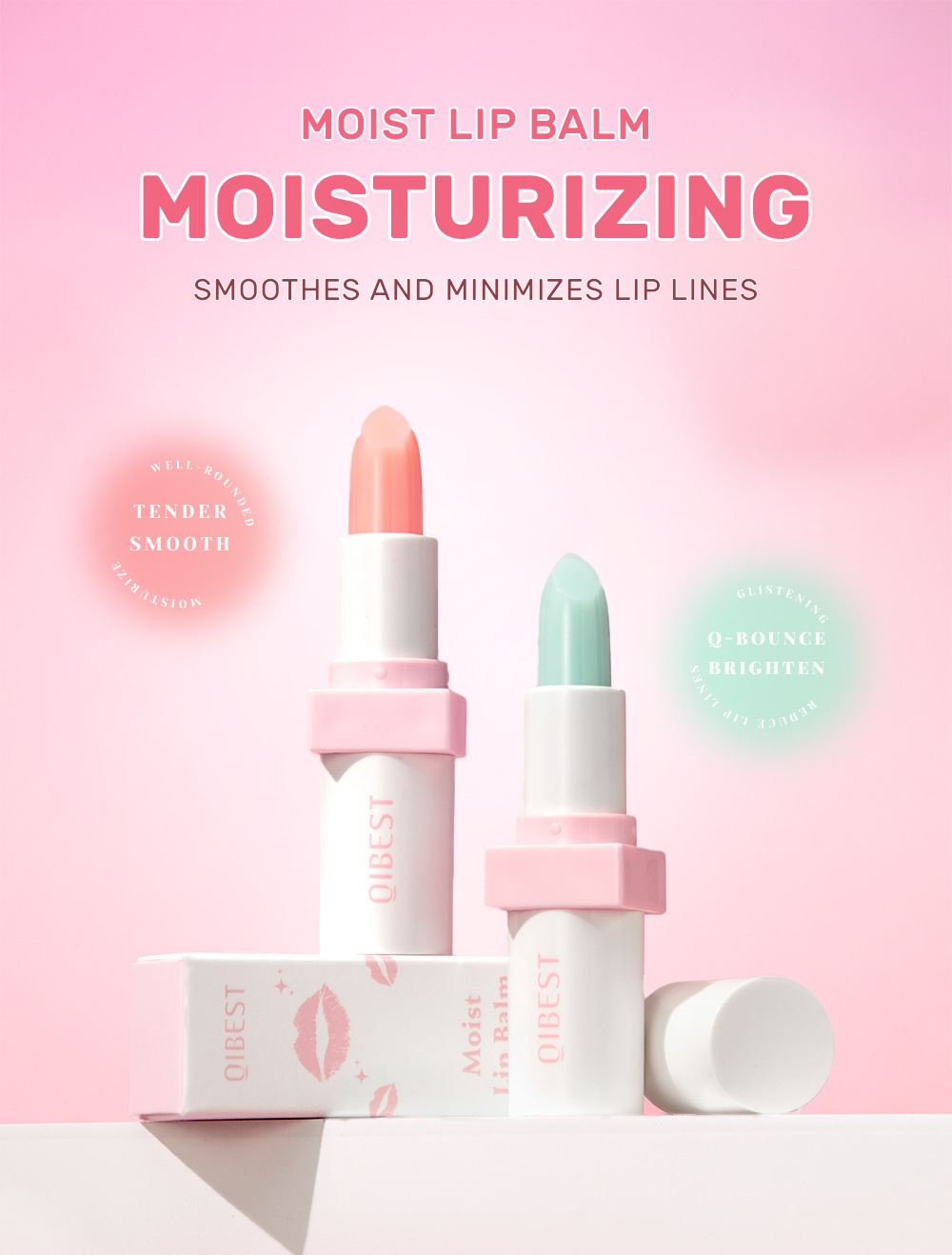 QIBEST Warming Moisturizing Lip Balm, Double Moisturizing Lip Balm, anti-cracking, reducing lip lines, firm and moisturizing without greasiness details Picture
