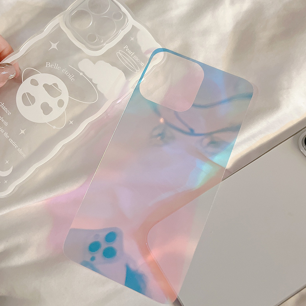 Tarjeta láser transparente fresca para iPhone funda para teléfono móvil tarjeta luminosa Apple 16 a través 14 nueva película láser