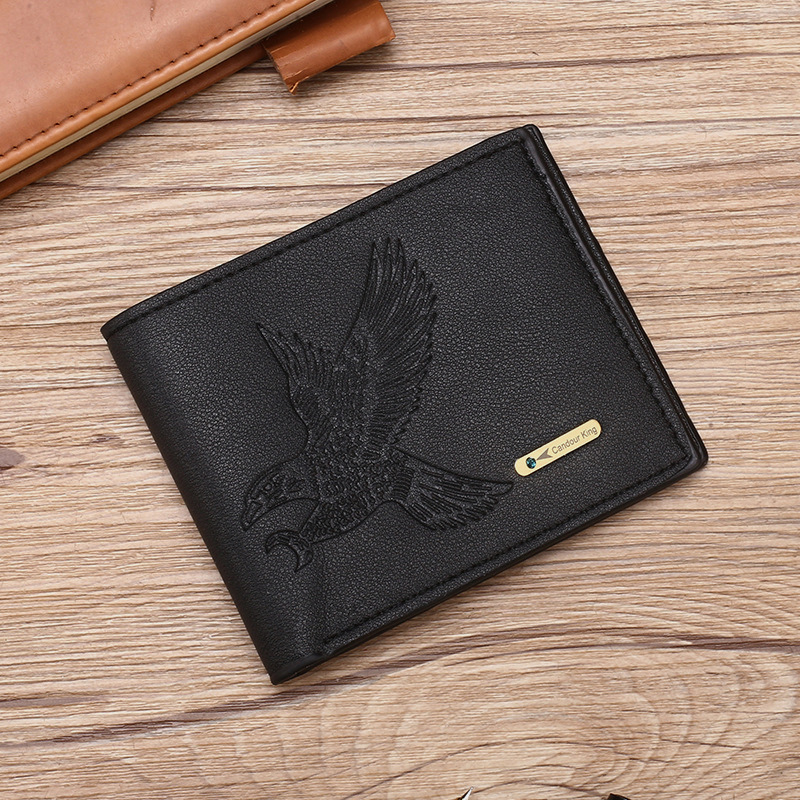 Wallet Men's Horizontal Ultra-thin 2024 New Wallet Short Fashionable Eagle Driver's License Wallet Card Holder for Men