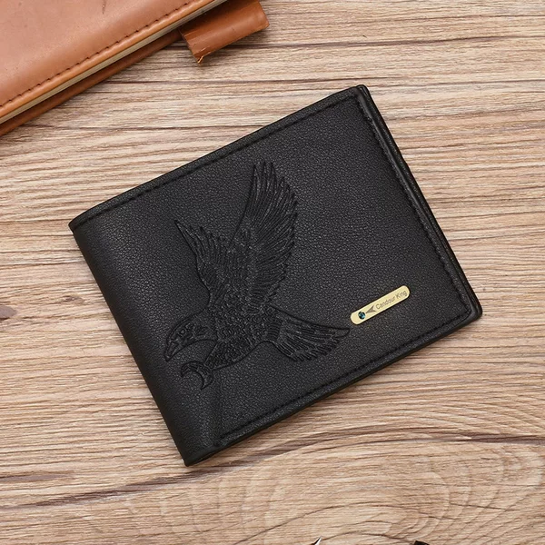 Wallet Men's Horizontal Ultra-thin 2024 New Wallet Short Fashionable Eagle Driver's License Wallet Card Holder for Men