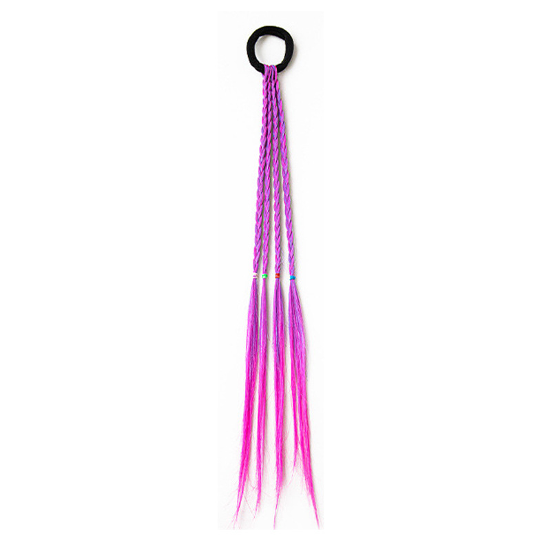 어린이 화려한 보라색 핑크 가발 머리 밧줄 1 팩