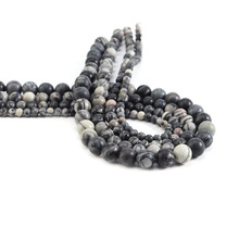 亚马逊爆款 磨砂黑网络石圆珠 手工手链串珠石珠 DIY饰品配件材料