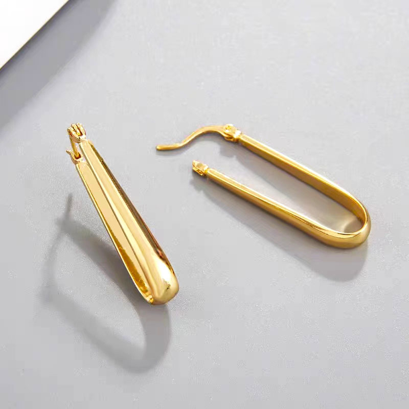 1 Pair Vintage Style Simple Style U Shape Plating Copper 18k Gold Plated Hoop Earrings display picture 2