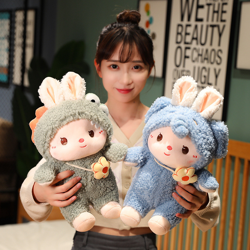 Cute backpack transformed into internet famous little plush toy, girl doll, zodiac rabbit year mascot_voghion.com