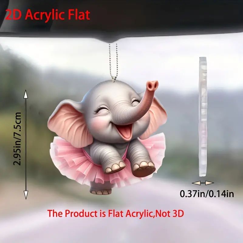 Cross-border nuevo adorable vestido de elefante colgante acrílico plano de sus colgantes de decoración de espejo retrovisor image 2