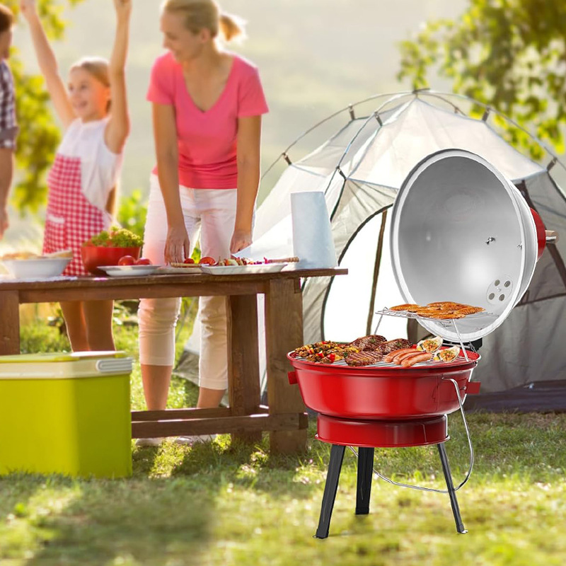 Barbacoa portátil esmaltada al por mayor transfronteriza, parrilla plegable al aire libre, mini parrilla plegable para acampar, parrilla portátil