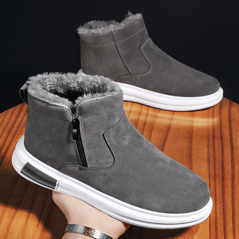 men‘s shoes 2025 winter new fleece-lined thickened thermal cotton-padded shoes men‘s outdoor leisure fashion cold-proof snow boots