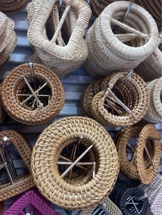 Shoe Buckle Head alloy custom processing braided rope rattan apricot natural color plant material belt Japanese buckle spot