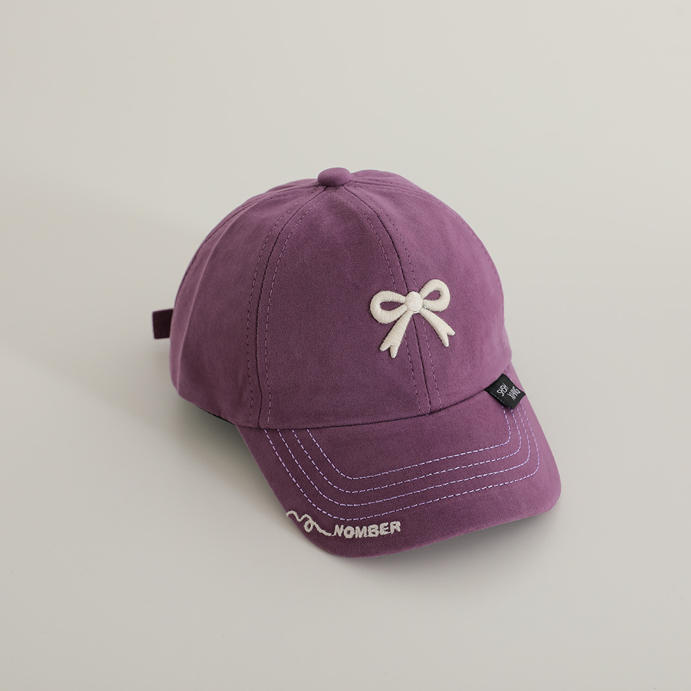 Sombreras de béisbol de niñas extranjeras, sombreros de lengua de pato para niños, modelado cóncavo, sombreros de arco bordados, sombreros de sombra para bebés, sombreros de lengua de pato