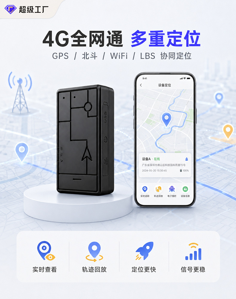 Global 4g Wireless Vehicle Gps Tracker with Strong Magnetic Force and Long Standby Time for Car Rental Anti-Theft Positioning and Beidou Tracking
