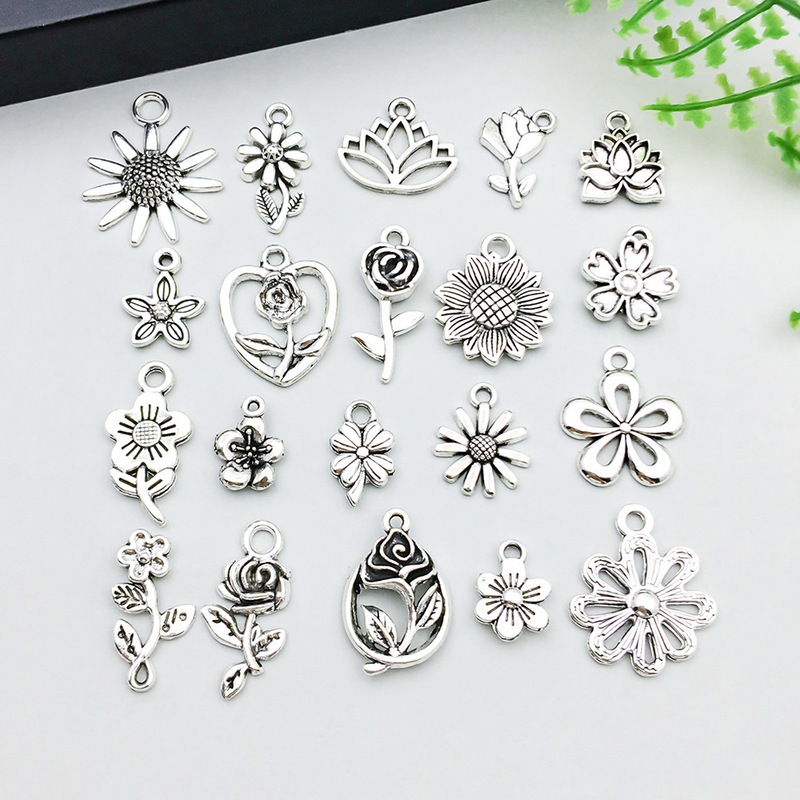 1 new ancient silver alloy retro simulation rose sunflower flower pendant pendant diy jewelry accessories 1 new ancient silver alloy retro simulation rose sunflower flower pendant pendant diy jewelry accessories