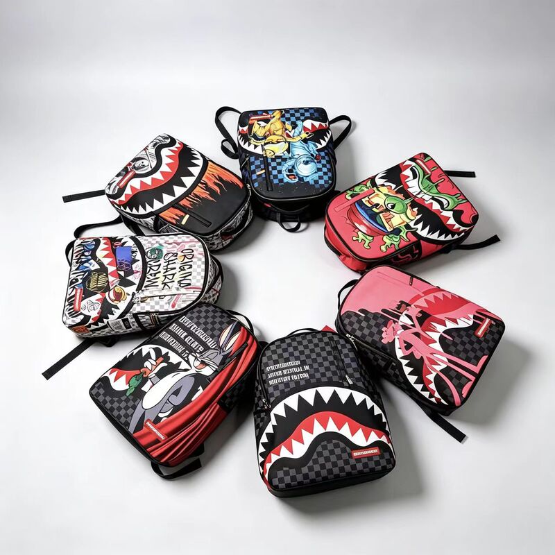Street Fashion Graffiti Backpacks for Men and Women, Large-Capacity Casual School Bags, Personalized Printed Commuter Shark Bags, Multiple Styles Street Fashion Graffiti Backpacks for Men and Women, Large-Capacity Casual School Bags, Personalized Printed Commuter Shark Bags, Multiple Styles