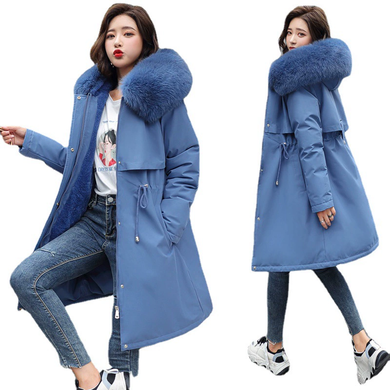 Long down jacket with down, brace, plus size, feather stuffing, mid-length, maxi length, Korean style, increased thickness
