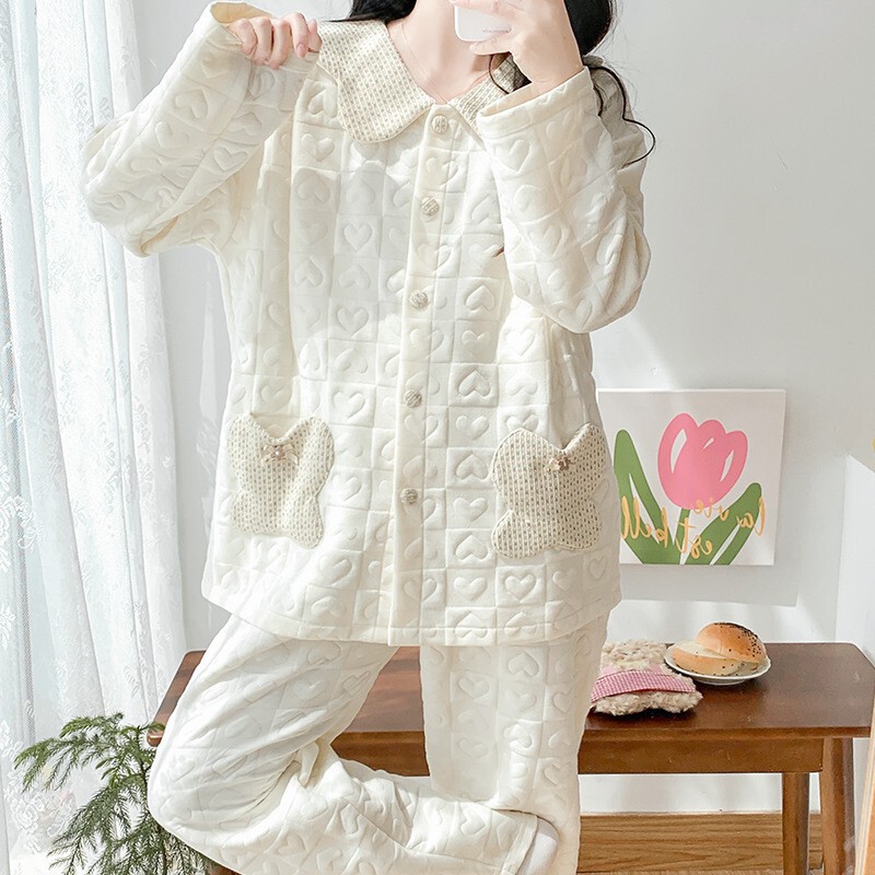 New monthly clothing autumn and winter postpartum thickened air cotton November plus size pregnant women pajamas cute autumn breastfeeding New monthly clothing autumn and winter postpartum thickened air cotton November plus size pregnant women pajamas cute autumn breastfeeding