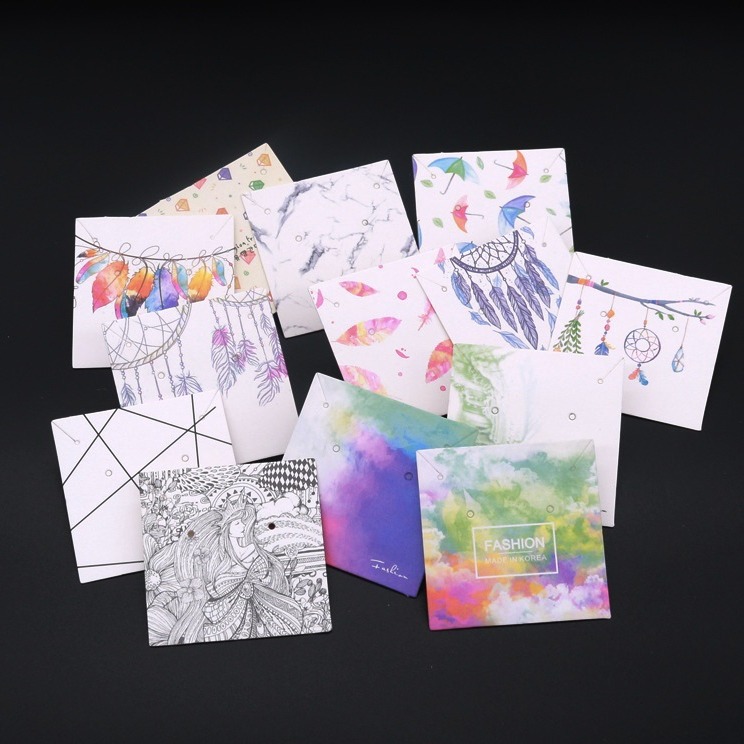 6*6cm彩色耳环饰品包装卡纸饰品包装卡片DIY首饰配件可定logo现货