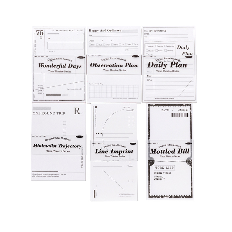 Poesía de azúcar papel kraft libro de notas de la serie de teatro de años retrógrado mensaje simple papel de notas de cuentas de mano