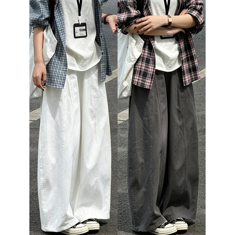 Japanese-style wide-leg curved pants for women, autumn versatile 2026 new model, high-waisted, slimming, loose, casual style, cropped balloon pants Japanese-style wide-leg curved pants for women, autumn versatile 2026 new model, high-waisted, slimming, loose, casual style, cropped balloon pants